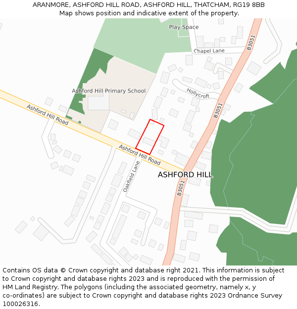 ARANMORE, ASHFORD HILL ROAD, ASHFORD HILL, THATCHAM, RG19 8BB: Location map and indicative extent of plot