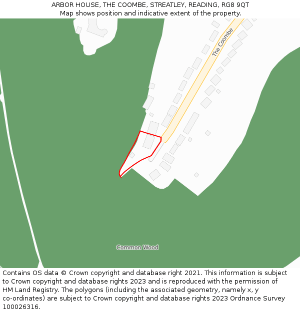 ARBOR HOUSE, THE COOMBE, STREATLEY, READING, RG8 9QT: Location map and indicative extent of plot