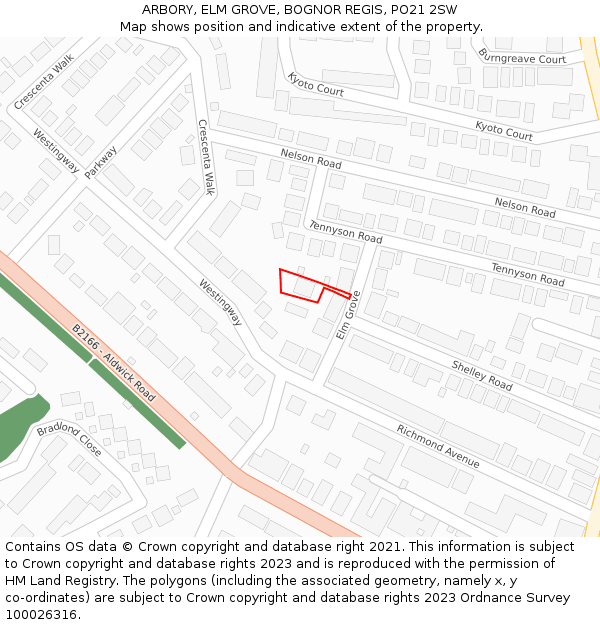 ARBORY, ELM GROVE, BOGNOR REGIS, PO21 2SW: Location map and indicative extent of plot