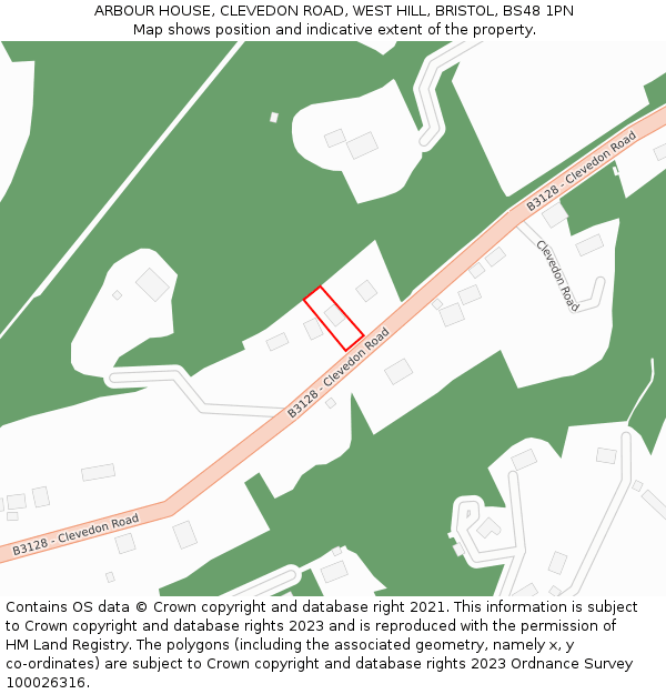 ARBOUR HOUSE, CLEVEDON ROAD, WEST HILL, BRISTOL, BS48 1PN: Location map and indicative extent of plot