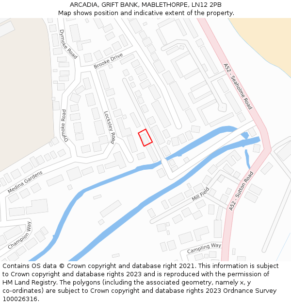 ARCADIA, GRIFT BANK, MABLETHORPE, LN12 2PB: Location map and indicative extent of plot