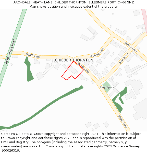 ARCHDALE, HEATH LANE, CHILDER THORNTON, ELLESMERE PORT, CH66 5NZ: Location map and indicative extent of plot