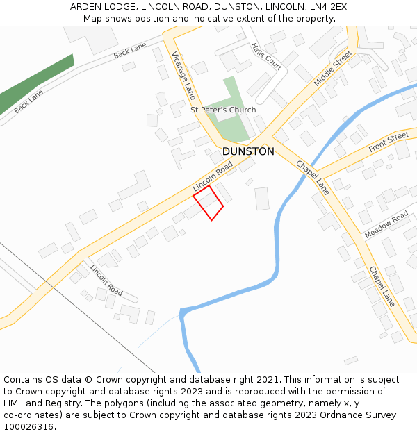 ARDEN LODGE, LINCOLN ROAD, DUNSTON, LINCOLN, LN4 2EX: Location map and indicative extent of plot