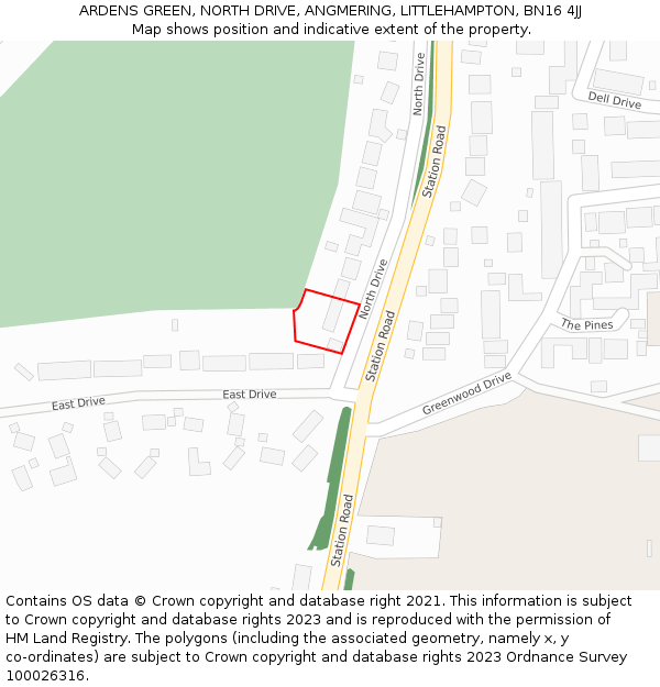 ARDENS GREEN, NORTH DRIVE, ANGMERING, LITTLEHAMPTON, BN16 4JJ: Location map and indicative extent of plot