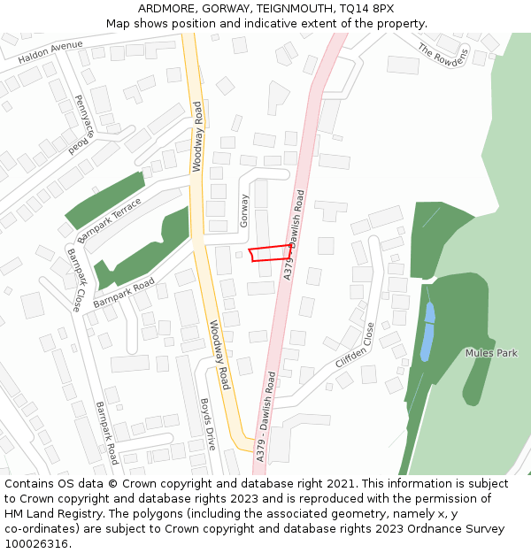 ARDMORE, GORWAY, TEIGNMOUTH, TQ14 8PX: Location map and indicative extent of plot