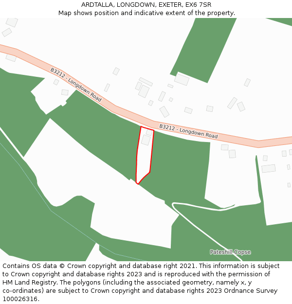 ARDTALLA, LONGDOWN, EXETER, EX6 7SR: Location map and indicative extent of plot