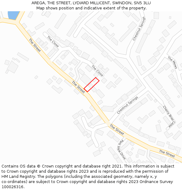 AREGA, THE STREET, LYDIARD MILLICENT, SWINDON, SN5 3LU: Location map and indicative extent of plot