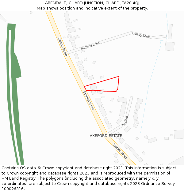 ARENDALE, CHARD JUNCTION, CHARD, TA20 4QJ: Location map and indicative extent of plot