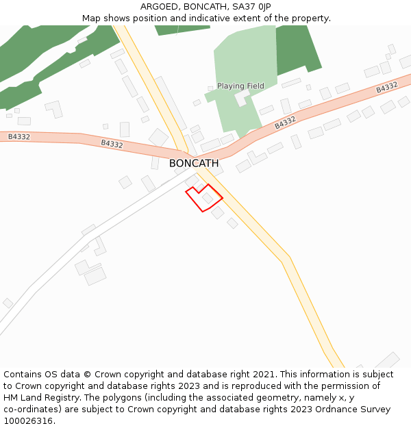 ARGOED, BONCATH, SA37 0JP: Location map and indicative extent of plot