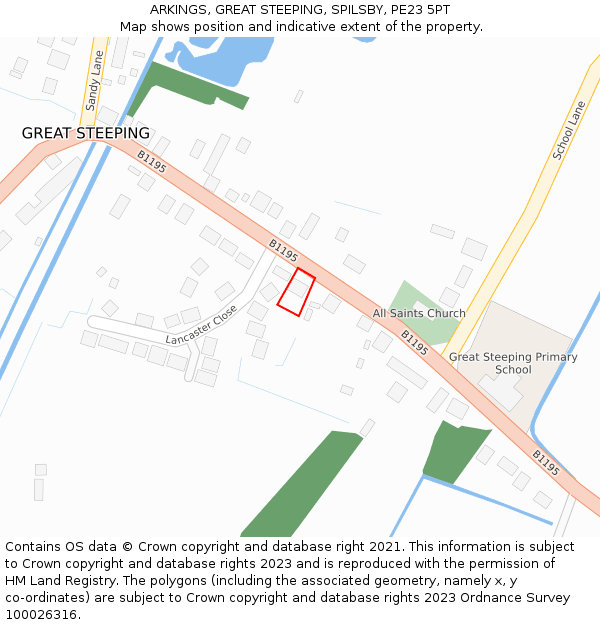 ARKINGS, GREAT STEEPING, SPILSBY, PE23 5PT: Location map and indicative extent of plot