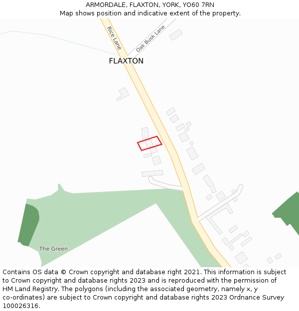 ARMORDALE, FLAXTON, YORK, YO60 7RN: Location map and indicative extent of plot