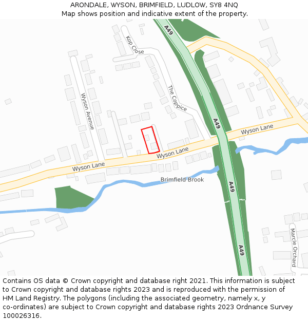 ARONDALE, WYSON, BRIMFIELD, LUDLOW, SY8 4NQ: Location map and indicative extent of plot