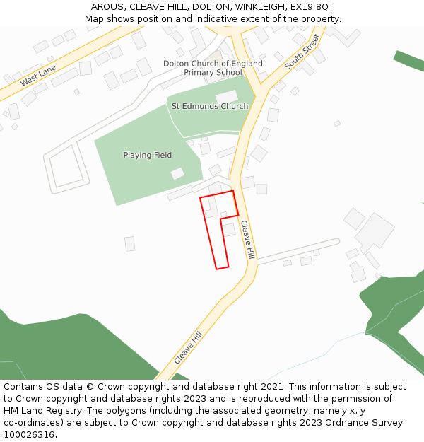 AROUS, CLEAVE HILL, DOLTON, WINKLEIGH, EX19 8QT: Location map and indicative extent of plot