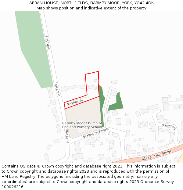 ARRAN HOUSE, NORTHFIELDS, BARMBY MOOR, YORK, YO42 4DN: Location map and indicative extent of plot