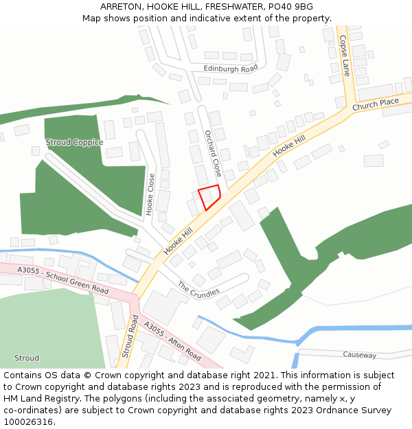 ARRETON, HOOKE HILL, FRESHWATER, PO40 9BG: Location map and indicative extent of plot