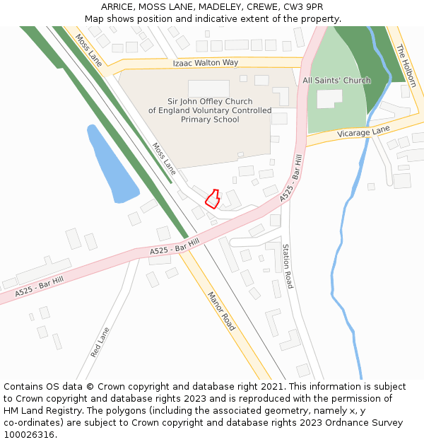 ARRICE, MOSS LANE, MADELEY, CREWE, CW3 9PR: Location map and indicative extent of plot