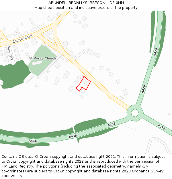 ARUNDEL, BRONLLYS, BRECON, LD3 0HN: Location map and indicative extent of plot