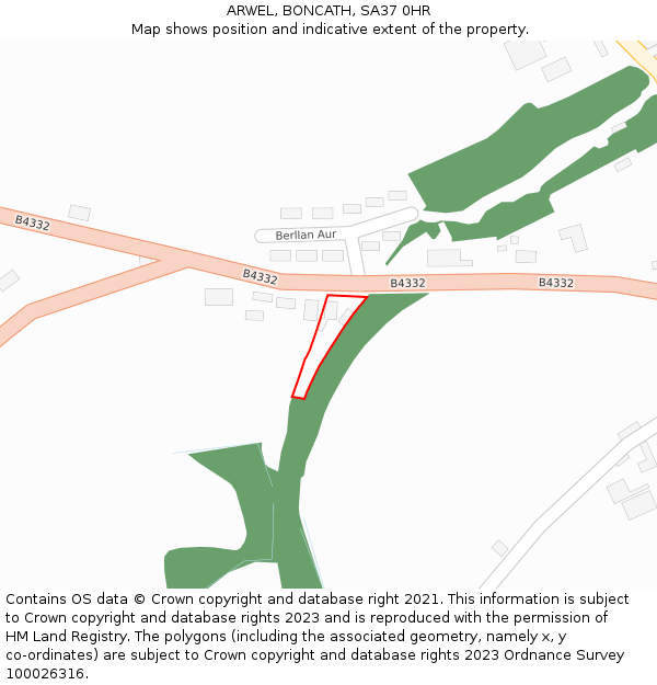 ARWEL, BONCATH, SA37 0HR: Location map and indicative extent of plot