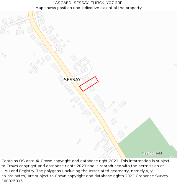 ASGARD, SESSAY, THIRSK, YO7 3BE: Location map and indicative extent of plot