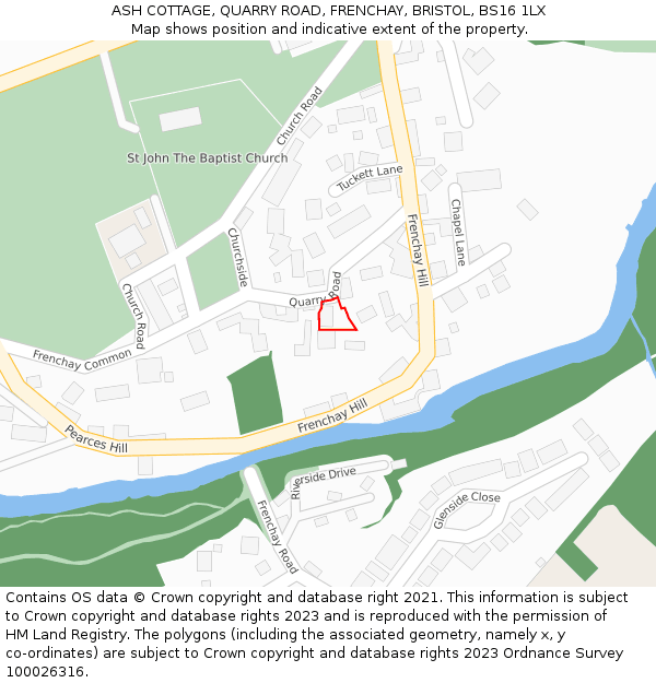 ASH COTTAGE, QUARRY ROAD, FRENCHAY, BRISTOL, BS16 1LX: Location map and indicative extent of plot