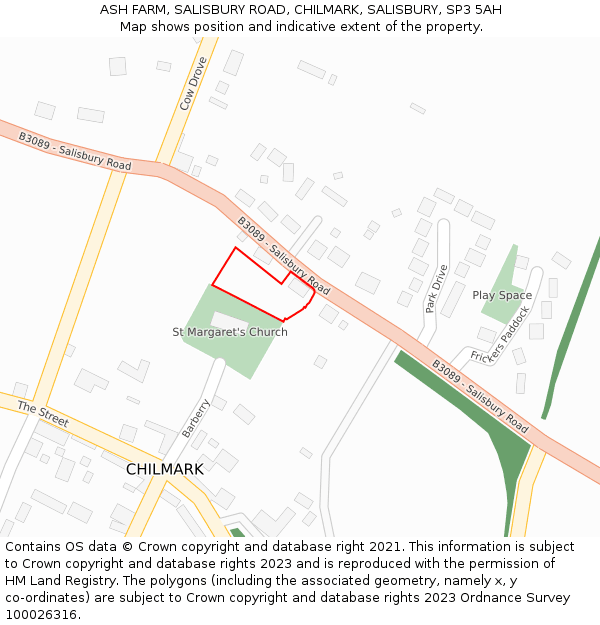 ASH FARM, SALISBURY ROAD, CHILMARK, SALISBURY, SP3 5AH: Location map and indicative extent of plot