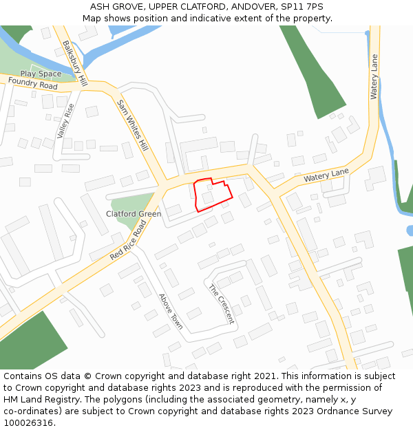 ASH GROVE, UPPER CLATFORD, ANDOVER, SP11 7PS: Location map and indicative extent of plot