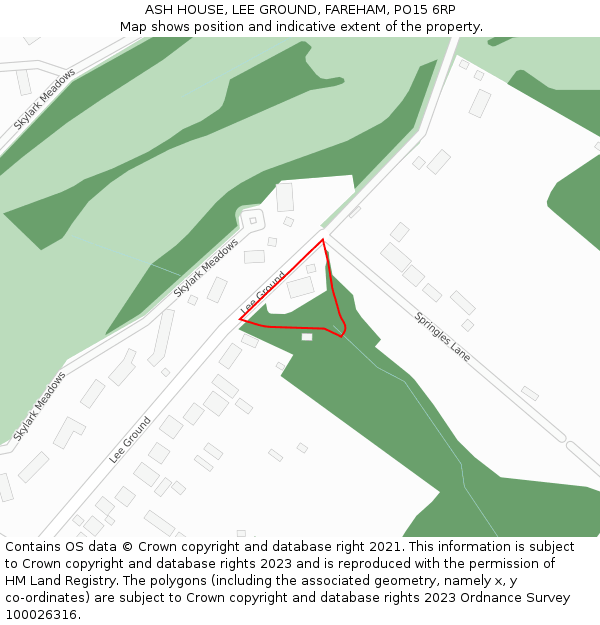 ASH HOUSE, LEE GROUND, FAREHAM, PO15 6RP: Location map and indicative extent of plot