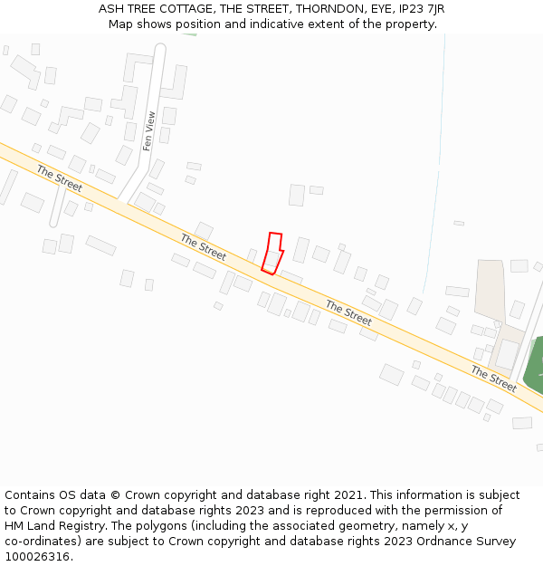 ASH TREE COTTAGE, THE STREET, THORNDON, EYE, IP23 7JR: Location map and indicative extent of plot