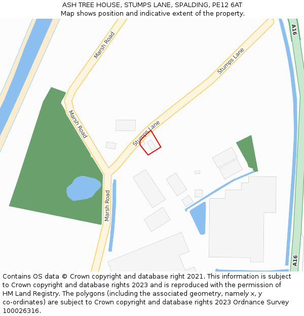 ASH TREE HOUSE, STUMPS LANE, SPALDING, PE12 6AT: Location map and indicative extent of plot