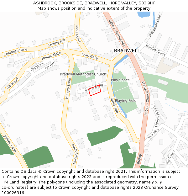 ASHBROOK, BROOKSIDE, BRADWELL, HOPE VALLEY, S33 9HF: Location map and indicative extent of plot