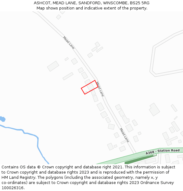 ASHCOT, MEAD LANE, SANDFORD, WINSCOMBE, BS25 5RG: Location map and indicative extent of plot