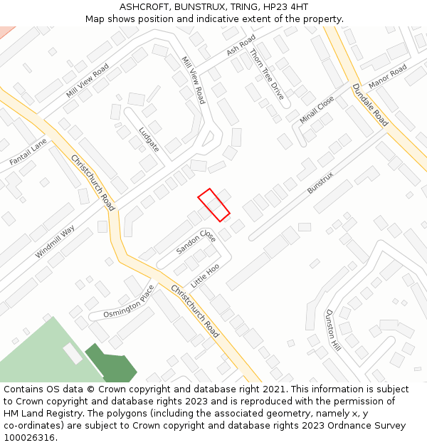 ASHCROFT, BUNSTRUX, TRING, HP23 4HT: Location map and indicative extent of plot