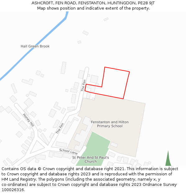 ASHCROFT, FEN ROAD, FENSTANTON, HUNTINGDON, PE28 9JT: Location map and indicative extent of plot