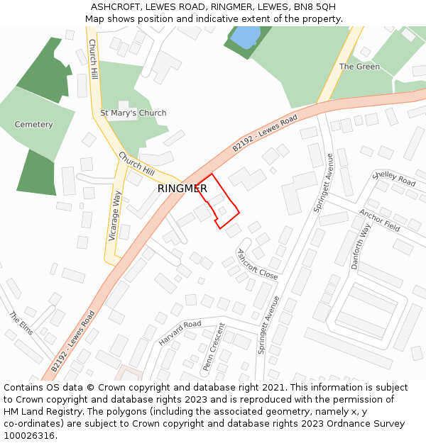 ASHCROFT, LEWES ROAD, RINGMER, LEWES, BN8 5QH: Location map and indicative extent of plot