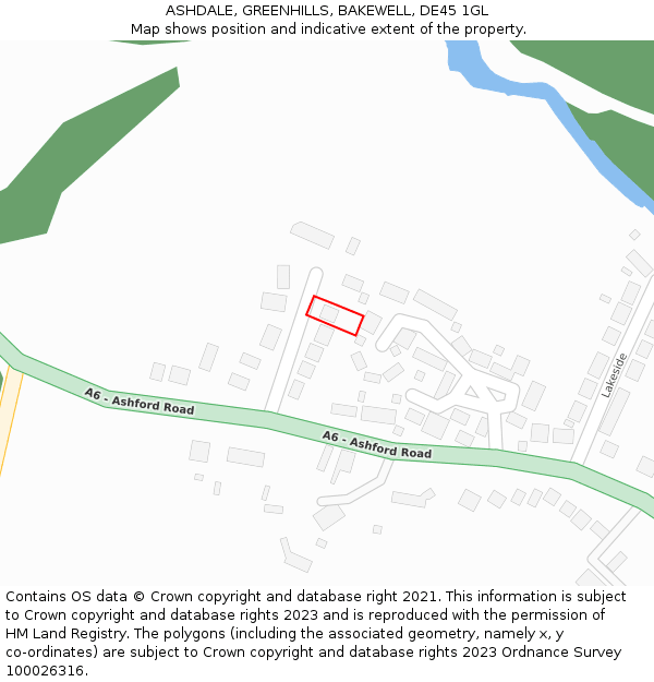 ASHDALE, GREENHILLS, BAKEWELL, DE45 1GL: Location map and indicative extent of plot