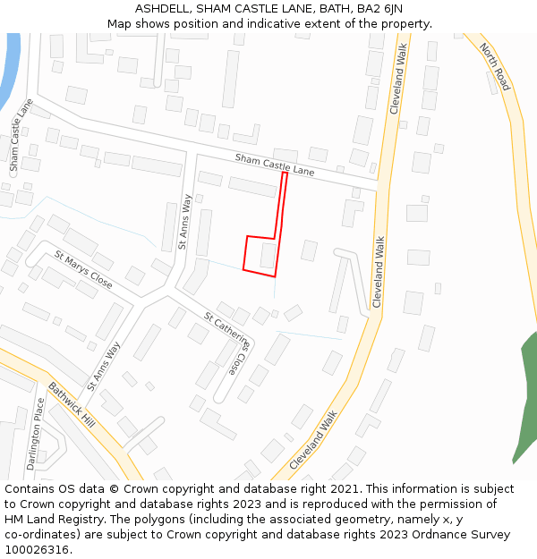 ASHDELL, SHAM CASTLE LANE, BATH, BA2 6JN: Location map and indicative extent of plot