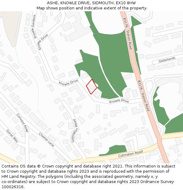 ASHE, KNOWLE DRIVE, SIDMOUTH, EX10 8HW: Location map and indicative extent of plot