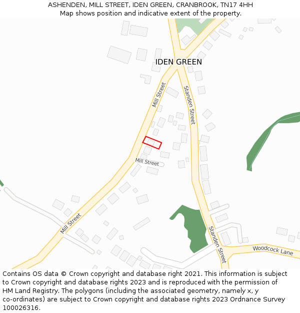 ASHENDEN, MILL STREET, IDEN GREEN, CRANBROOK, TN17 4HH: Location map and indicative extent of plot