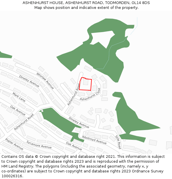 ASHENHURST HOUSE, ASHENHURST ROAD, TODMORDEN, OL14 8DS: Location map and indicative extent of plot