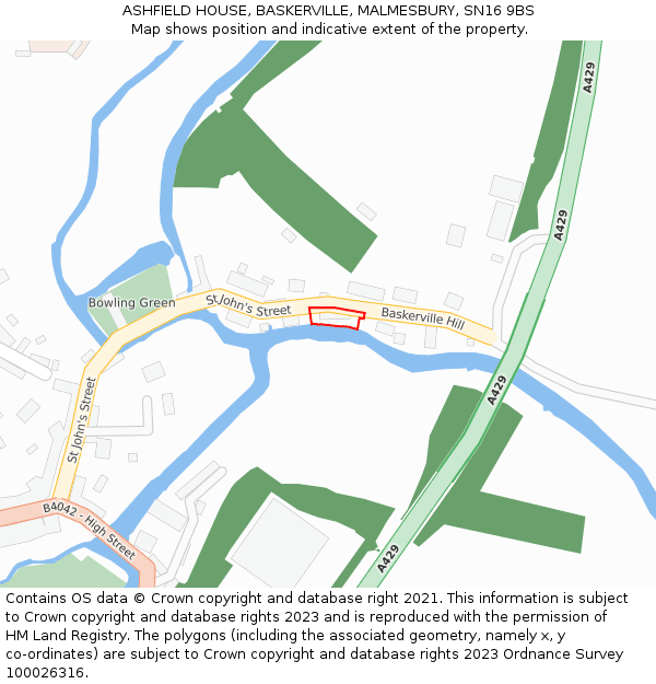 ASHFIELD HOUSE, BASKERVILLE, MALMESBURY, SN16 9BS: Location map and indicative extent of plot