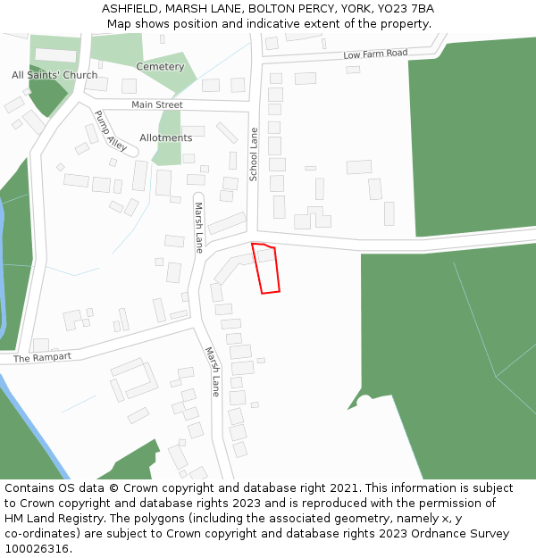 ASHFIELD, MARSH LANE, BOLTON PERCY, YORK, YO23 7BA: Location map and indicative extent of plot