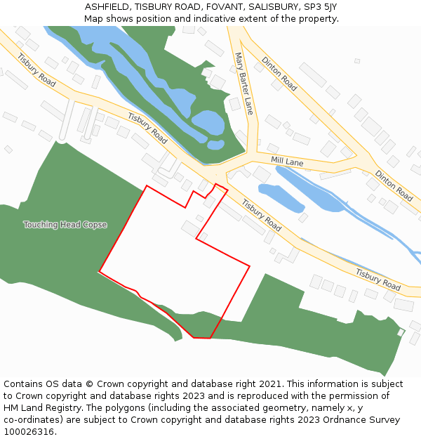 ASHFIELD, TISBURY ROAD, FOVANT, SALISBURY, SP3 5JY: Location map and indicative extent of plot