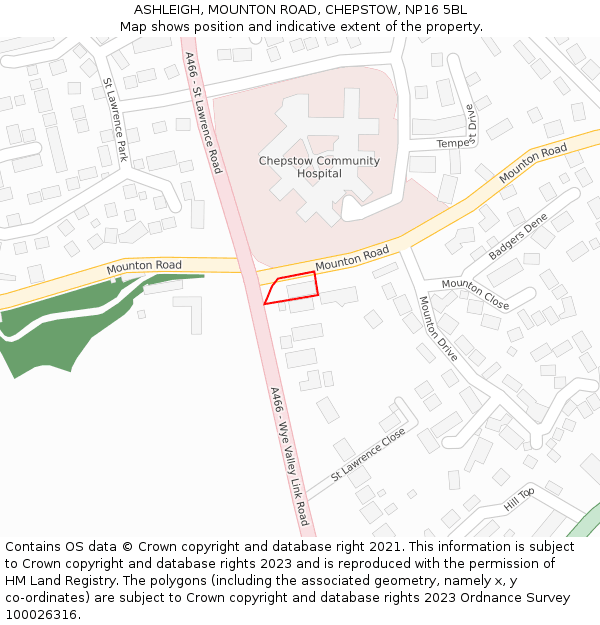 ASHLEIGH, MOUNTON ROAD, CHEPSTOW, NP16 5BL: Location map and indicative extent of plot