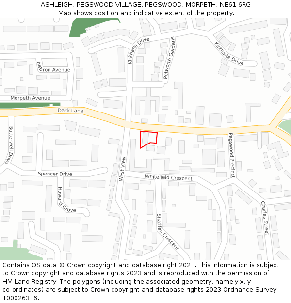 ASHLEIGH, PEGSWOOD VILLAGE, PEGSWOOD, MORPETH, NE61 6RG: Location map and indicative extent of plot