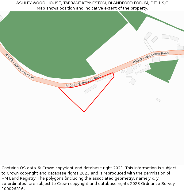 ASHLEY WOOD HOUSE, TARRANT KEYNESTON, BLANDFORD FORUM, DT11 9JG: Location map and indicative extent of plot