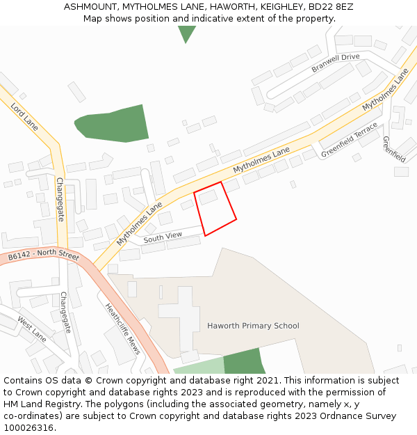 ASHMOUNT, MYTHOLMES LANE, HAWORTH, KEIGHLEY, BD22 8EZ: Location map and indicative extent of plot