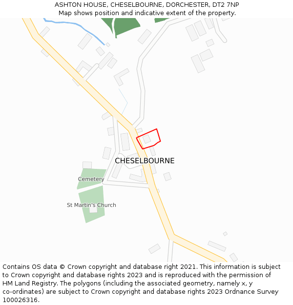 ASHTON HOUSE, CHESELBOURNE, DORCHESTER, DT2 7NP: Location map and indicative extent of plot