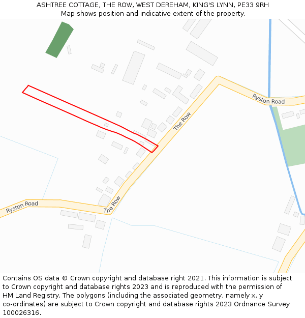 ASHTREE COTTAGE, THE ROW, WEST DEREHAM, KING'S LYNN, PE33 9RH: Location map and indicative extent of plot