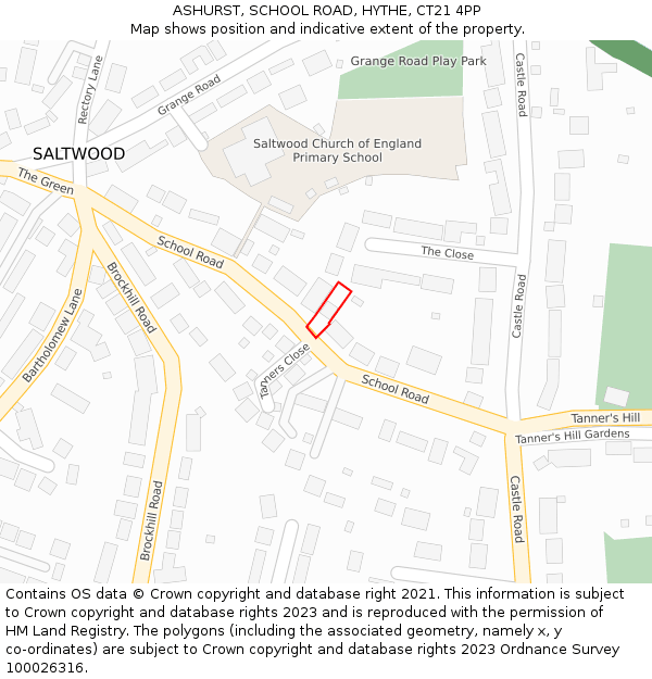 ASHURST, SCHOOL ROAD, HYTHE, CT21 4PP: Location map and indicative extent of plot