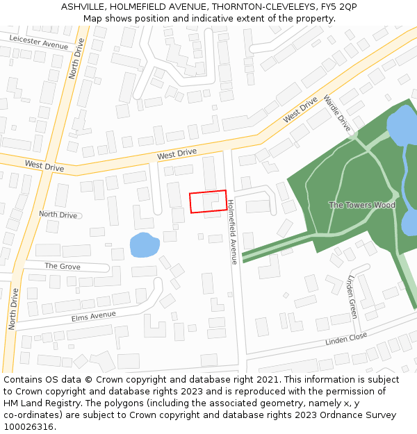 ASHVILLE, HOLMEFIELD AVENUE, THORNTON-CLEVELEYS, FY5 2QP: Location map and indicative extent of plot